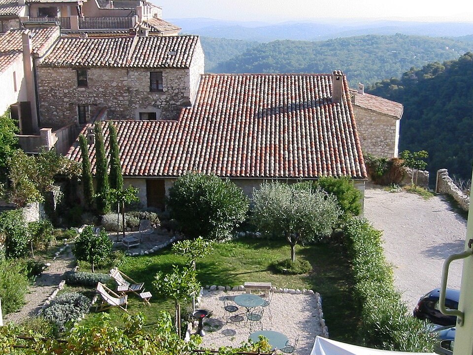 View over the countryside from an inn in the old village of Tourrettes-sur-Loup